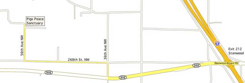 Map of road to Pigs Peace Sanctuary