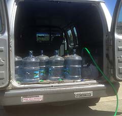 5 gallon water bottles in the van