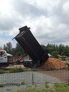 Wood chips being delivered