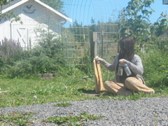 Flying pig artist with canvas