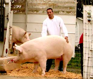 Ramona exits the trailer first